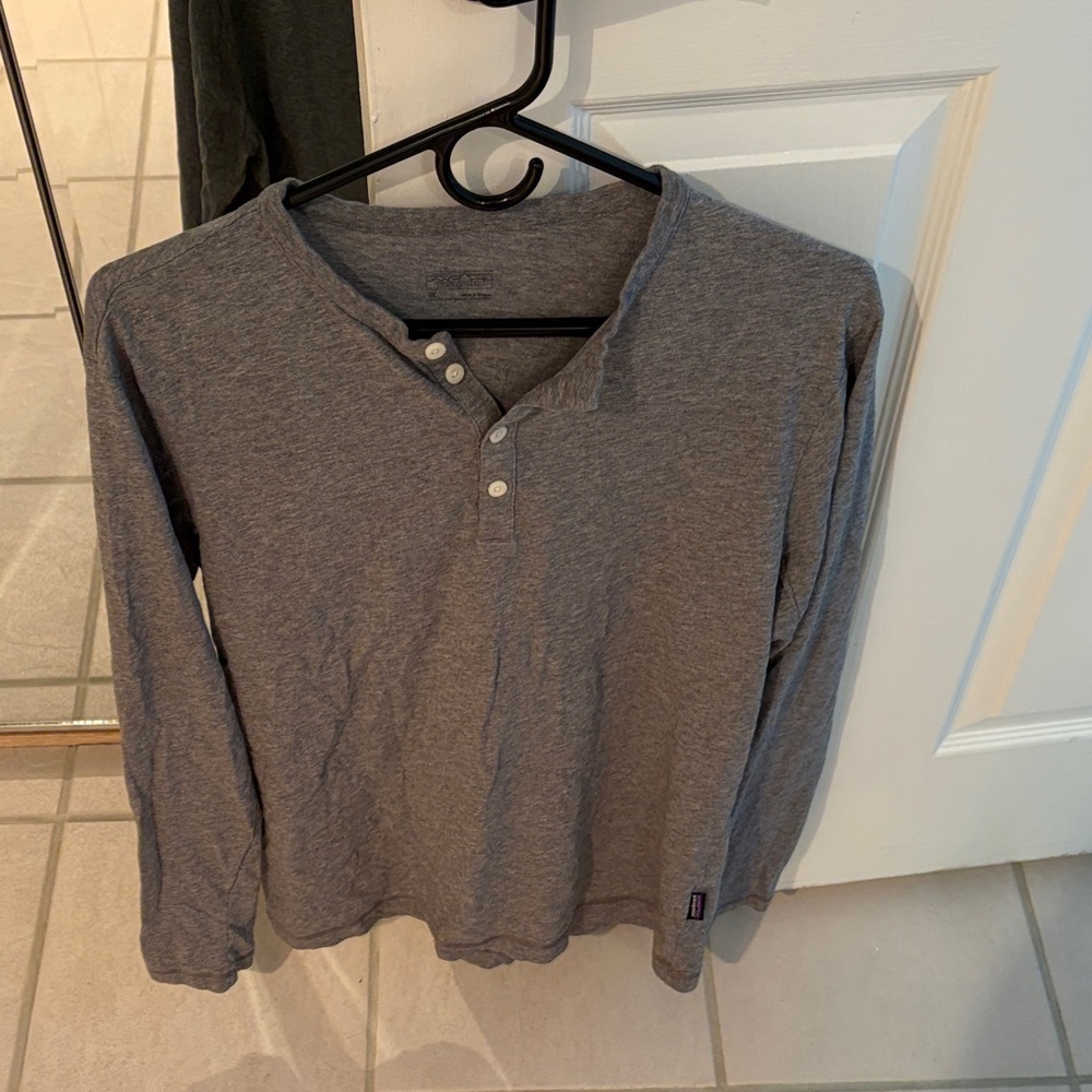 Gray Patagonia Long Sleeve Henley Shirt